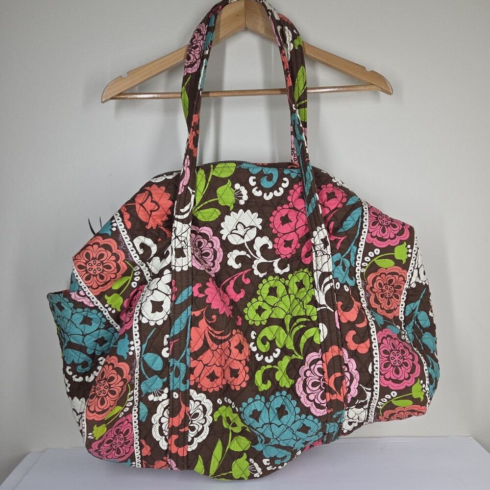 Vera Bradley Lola Floral Quilted Large Duffel Travel Weekend Bag